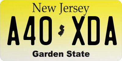 NJ license plate A40XDA