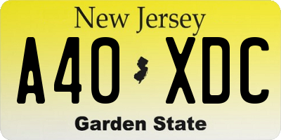 NJ license plate A40XDC