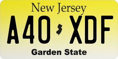 NJ license plate A40XDF