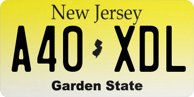 NJ license plate A40XDL