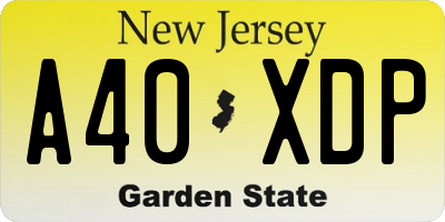 NJ license plate A40XDP