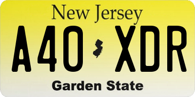NJ license plate A40XDR