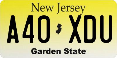 NJ license plate A40XDU