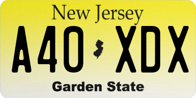 NJ license plate A40XDX