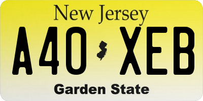 NJ license plate A40XEB