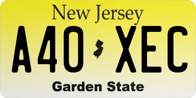 NJ license plate A40XEC