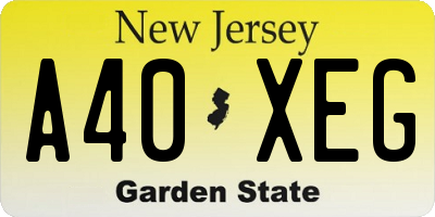 NJ license plate A40XEG