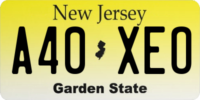 NJ license plate A40XEO