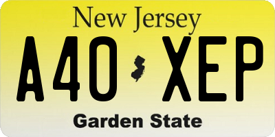 NJ license plate A40XEP