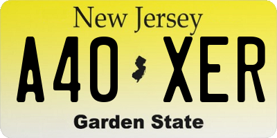 NJ license plate A40XER