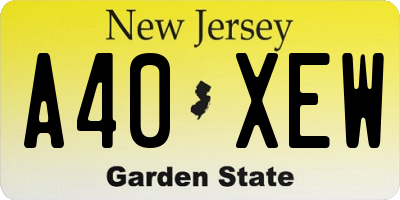 NJ license plate A40XEW