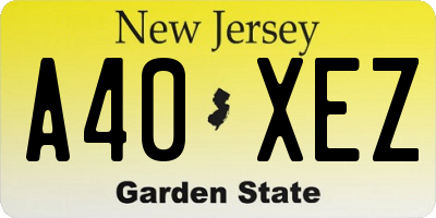 NJ license plate A40XEZ