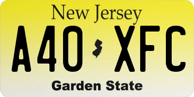 NJ license plate A40XFC