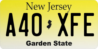 NJ license plate A40XFE