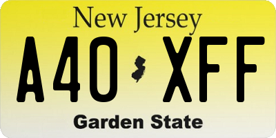 NJ license plate A40XFF