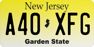 NJ license plate A40XFG