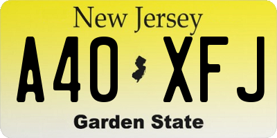 NJ license plate A40XFJ
