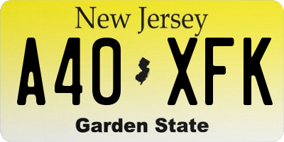 NJ license plate A40XFK