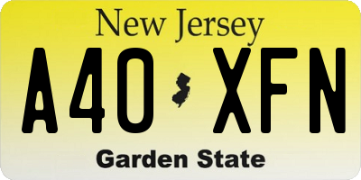 NJ license plate A40XFN