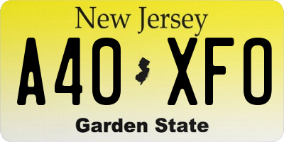 NJ license plate A40XFO