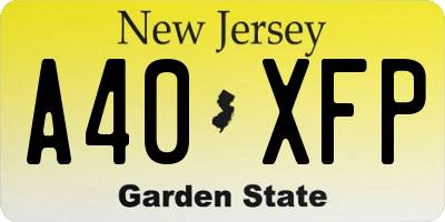 NJ license plate A40XFP