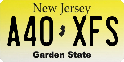 NJ license plate A40XFS