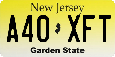 NJ license plate A40XFT