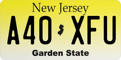 NJ license plate A40XFU