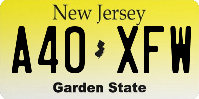 NJ license plate A40XFW