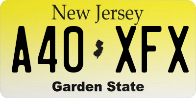 NJ license plate A40XFX