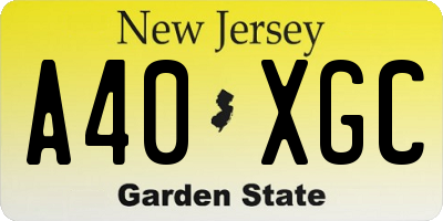 NJ license plate A40XGC