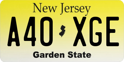NJ license plate A40XGE