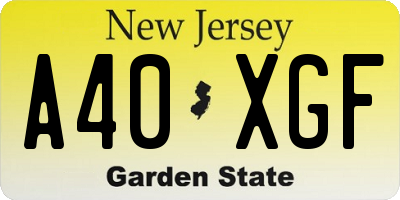 NJ license plate A40XGF
