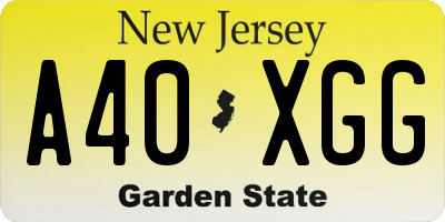NJ license plate A40XGG