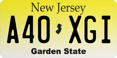 NJ license plate A40XGI