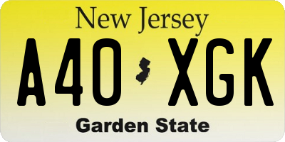 NJ license plate A40XGK