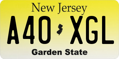 NJ license plate A40XGL