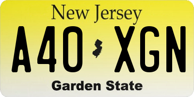 NJ license plate A40XGN
