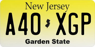 NJ license plate A40XGP