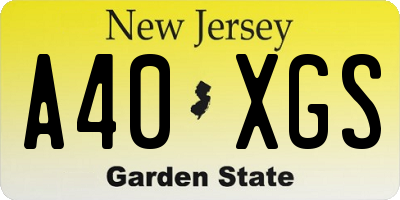 NJ license plate A40XGS