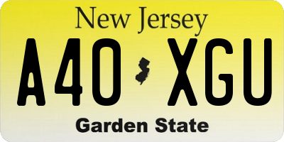 NJ license plate A40XGU
