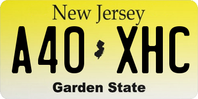 NJ license plate A40XHC