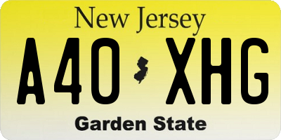 NJ license plate A40XHG