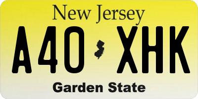 NJ license plate A40XHK