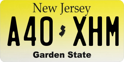 NJ license plate A40XHM