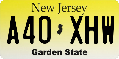 NJ license plate A40XHW