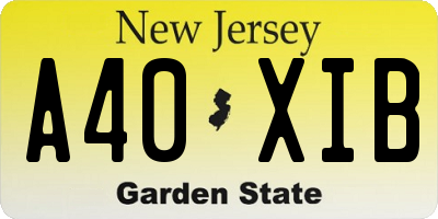 NJ license plate A40XIB