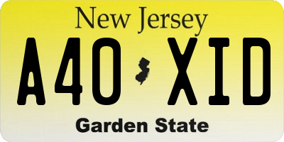 NJ license plate A40XID
