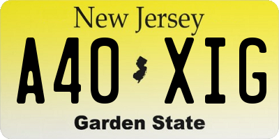 NJ license plate A40XIG