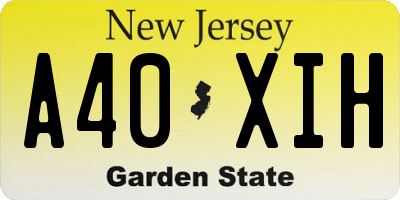 NJ license plate A40XIH